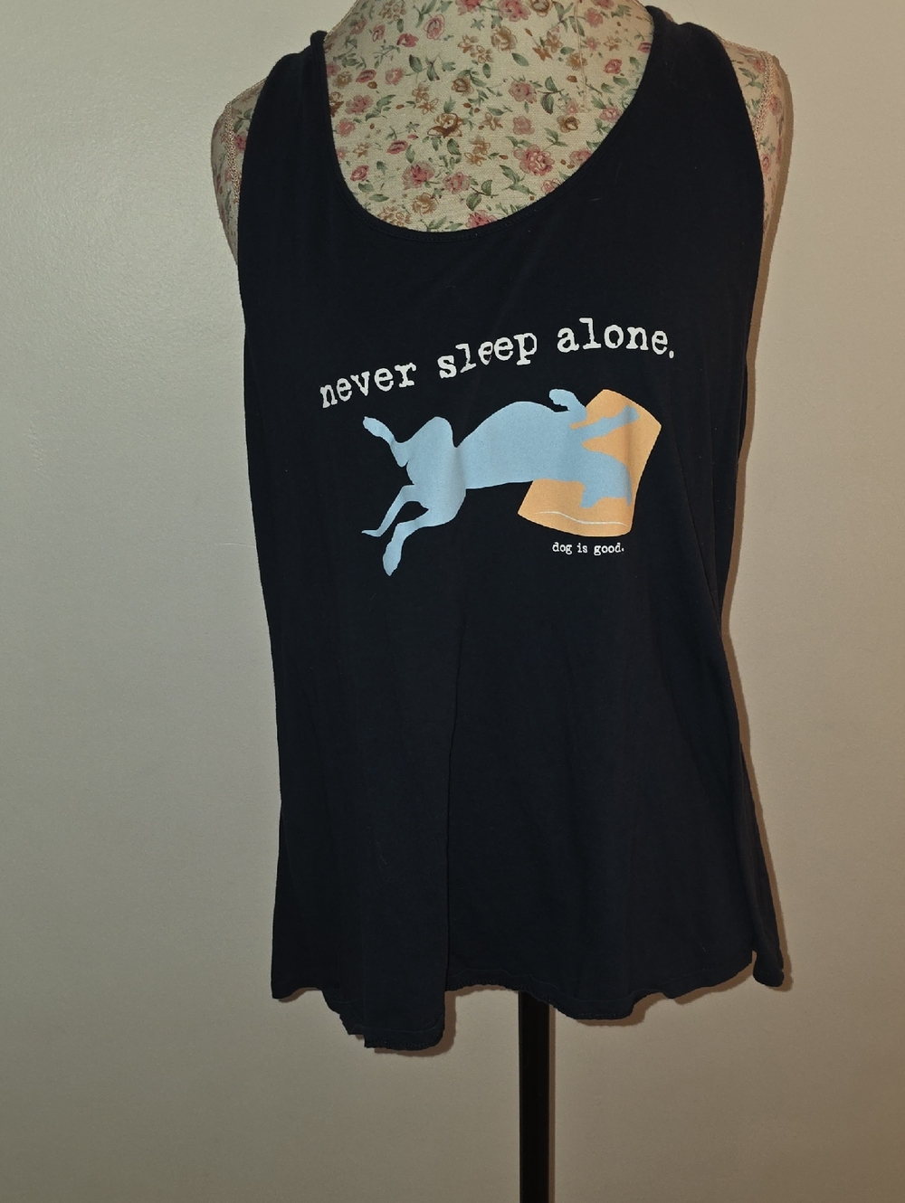 Never Sleep Alone Black Sleeveless Pajama Top